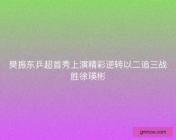 樊振东乒超首秀上演精彩逆转以二追三战胜徐瑛彬