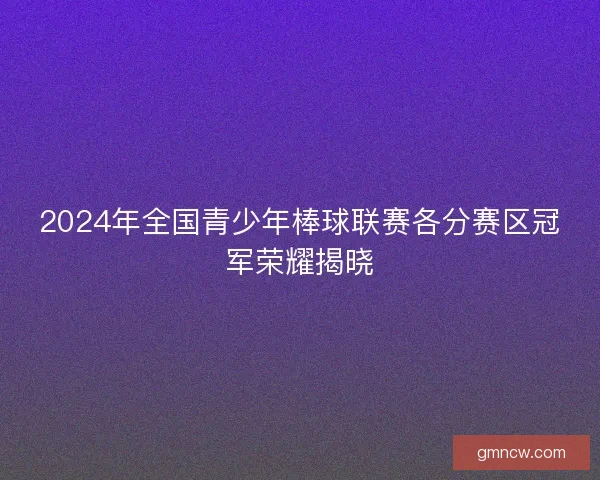 2024年全国青少年棒球联赛各分赛区冠军荣耀揭晓